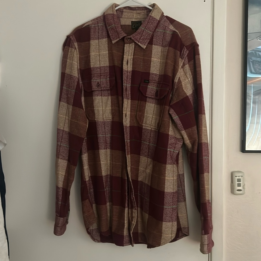 Large obey long sleeve flannel shirt